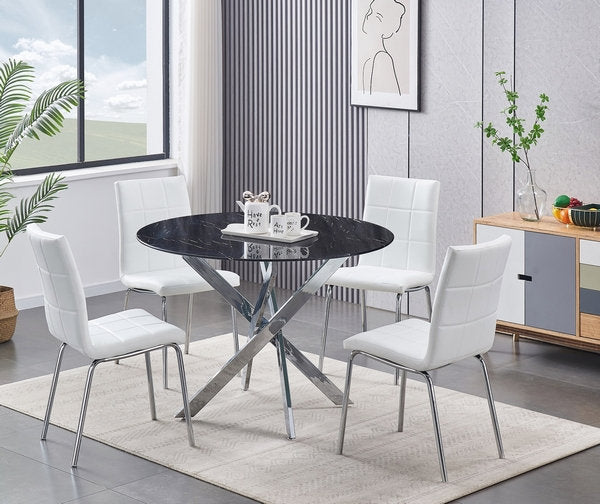 Orion 5-Piece Small Dining Set - Pearl White