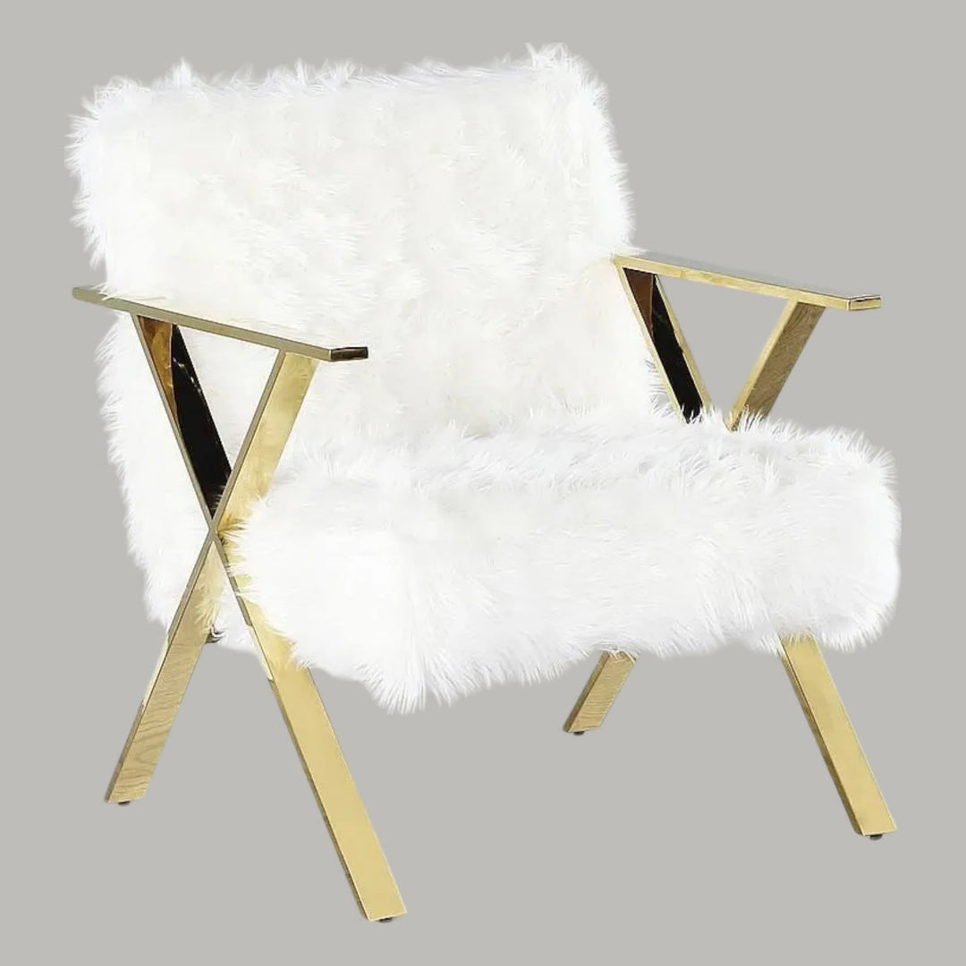 Marissa Modern White Chair With Feather Accent