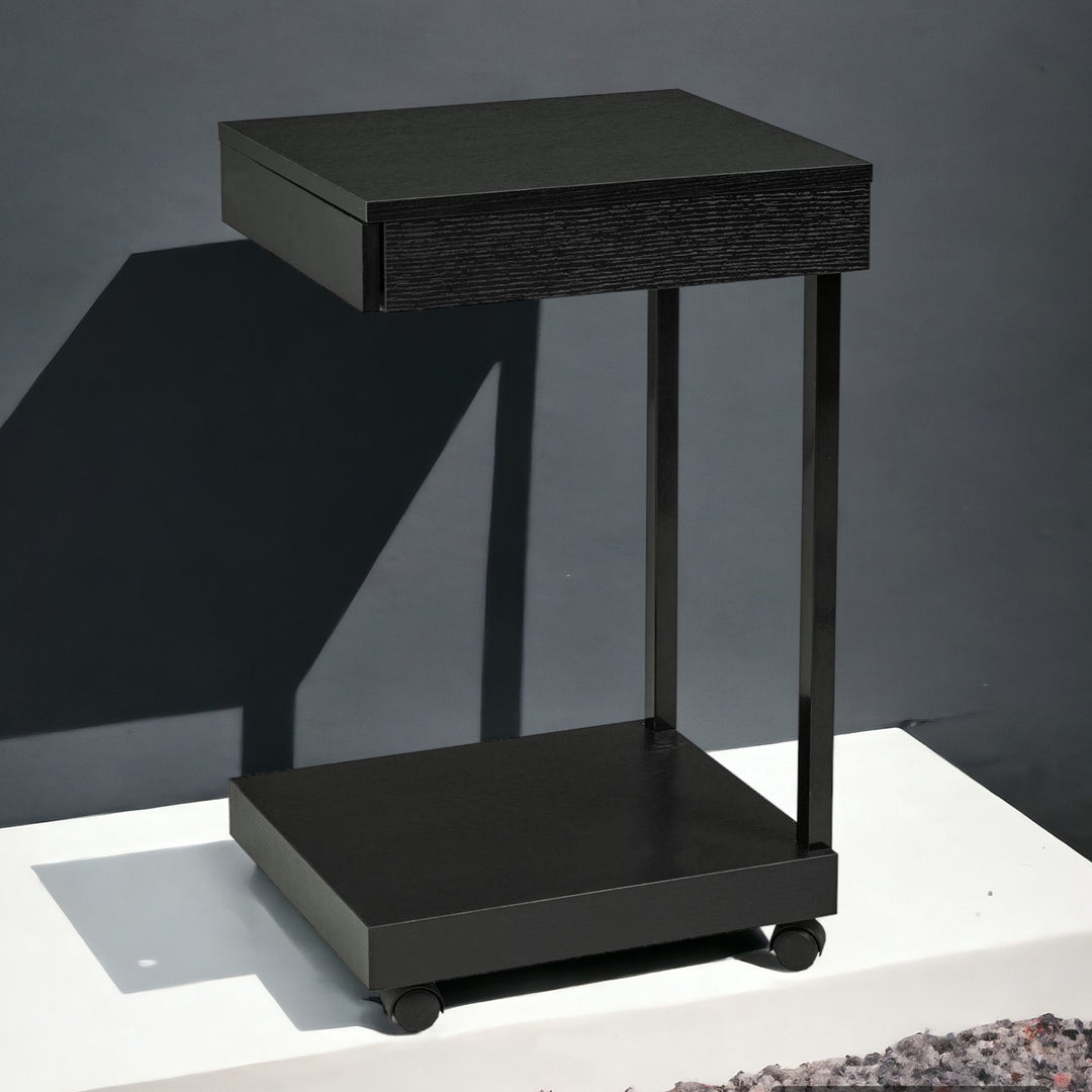 Versatile Black Laptop Stand with Storage Drawer - Compact and Contemporary