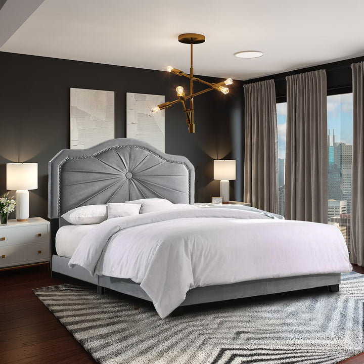 Embla Bed - Elegant Grey Upholstered Bedframe