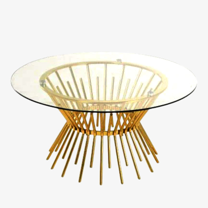 Glamour Round Coffee Table With Brushed Gold Base