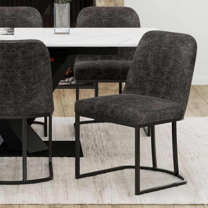 Dario Charcoal Dining Chairs (Set of 2) – Plush Chenille Meets Modern Edge