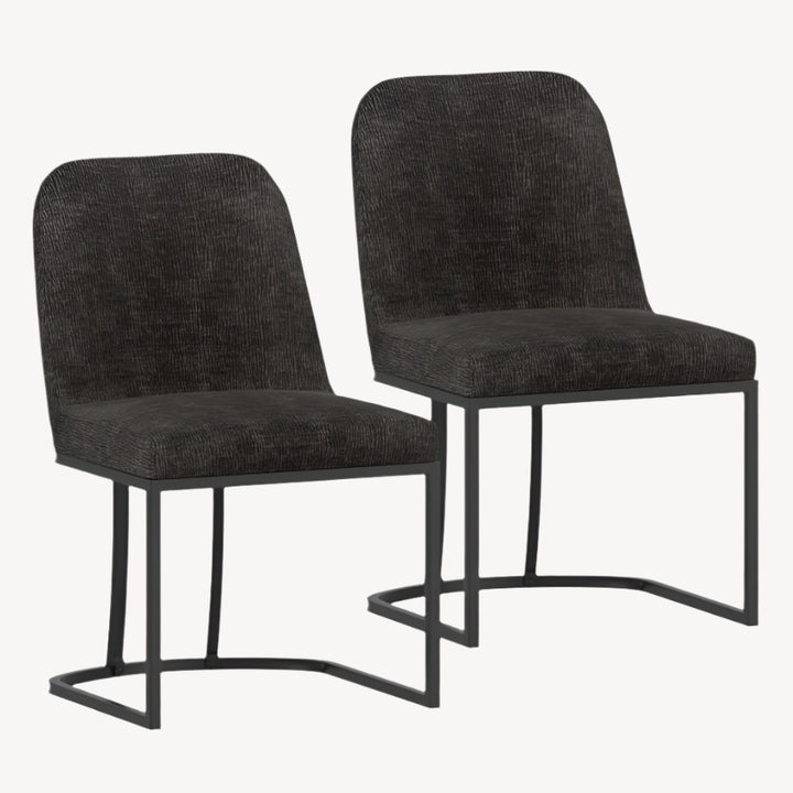 Dario Charcoal Dining Chairs (Set of 2) – Plush Chenille Meets Modern Edge