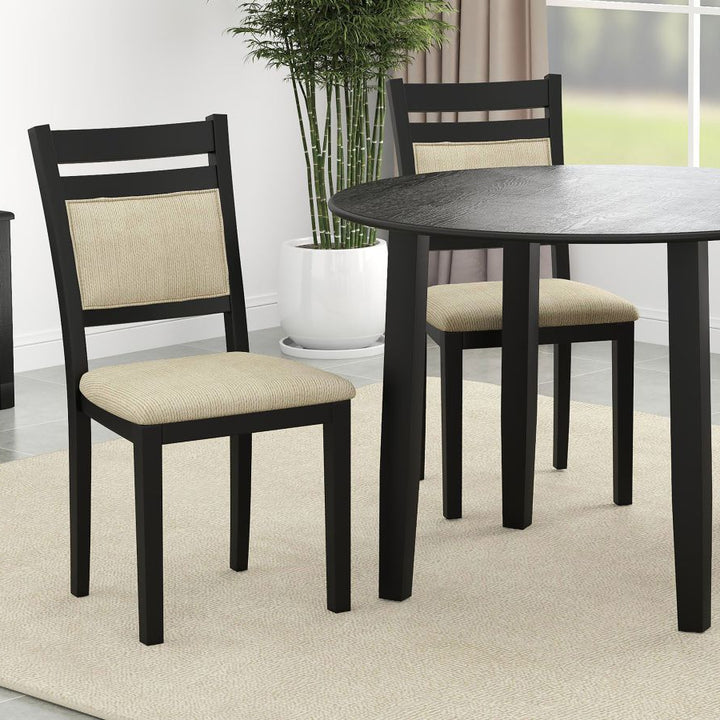 Ellis Dining Chairs in  Black & Beige Beige (Set of 2)