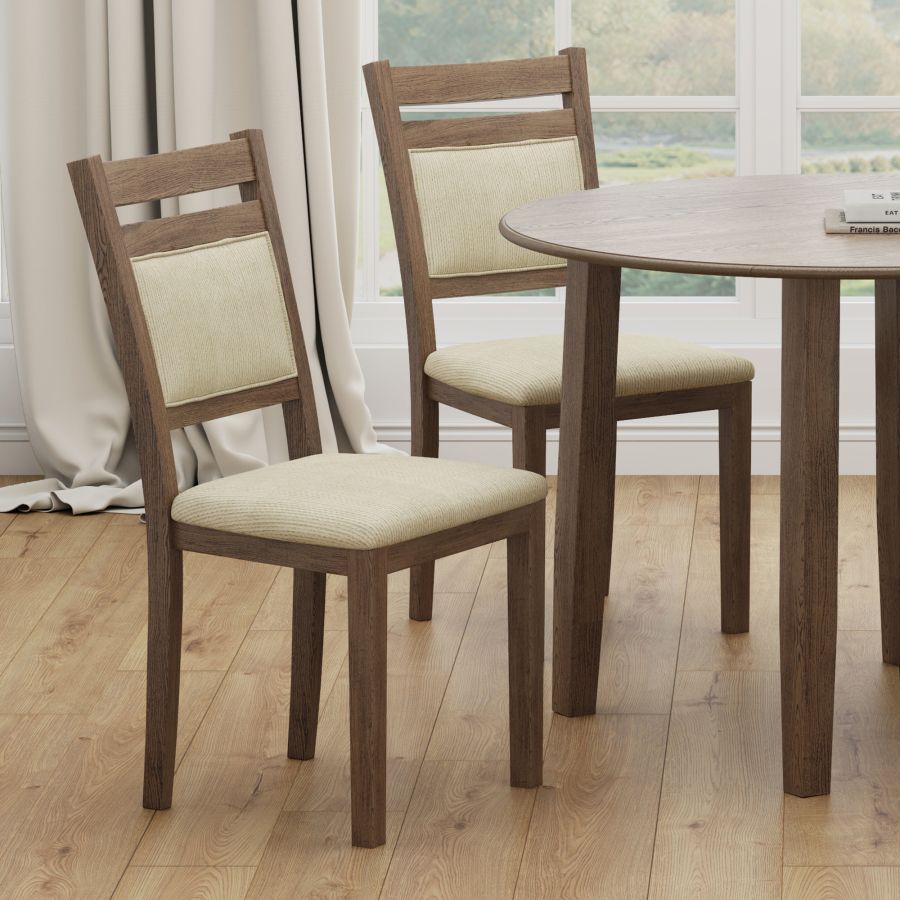 Ellis Dining Chairs in Walnut & Light Beige (Set of 2)