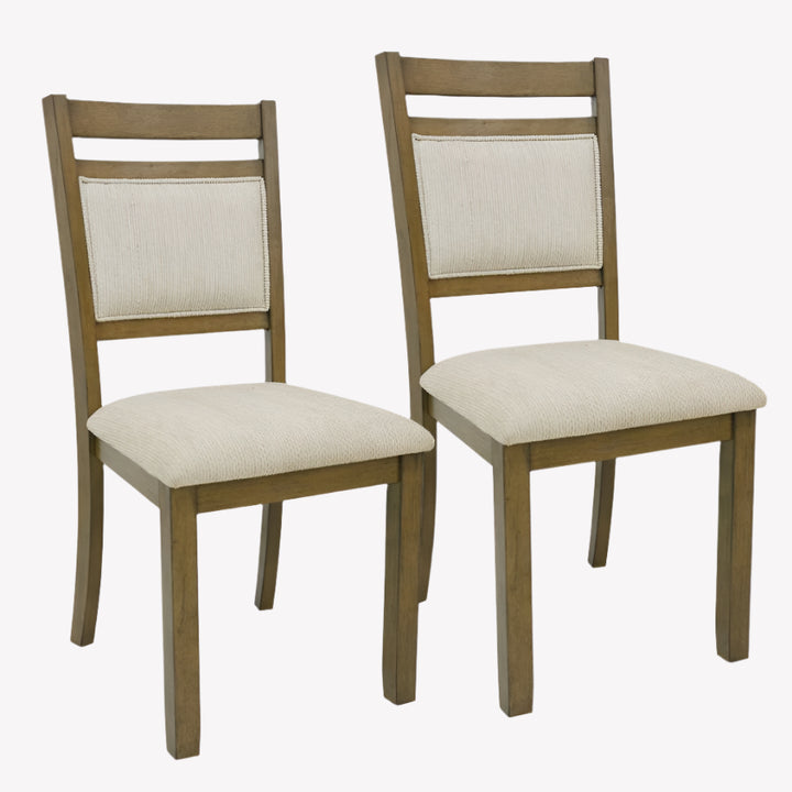 Ellis Dining Chairs in Walnut & Light Beige (Set of 2)