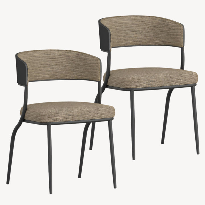 Kazan Dark Beige & Black Dining Chairs (Set of 2) – Rugged Elegance, Spill-Proof Confidence