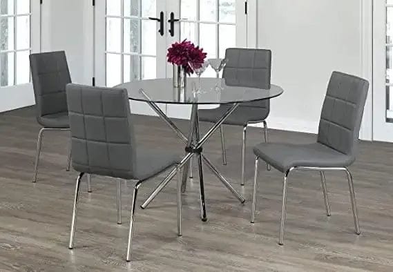 Orion 5-Piece Small Dining Table Set With Chrome Finish - Enticing Grey