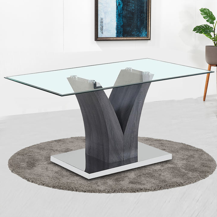 Kelly Enticing Dining Table With Clear Tempered Glass