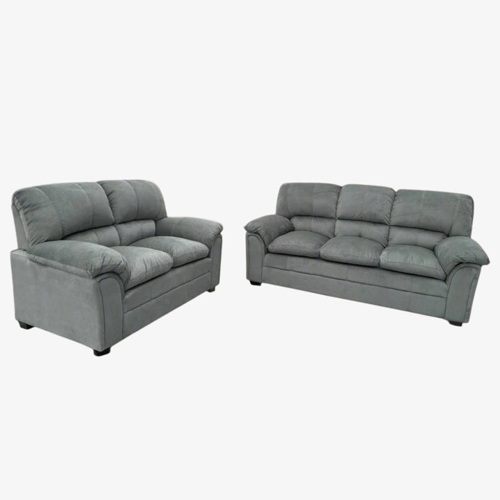 Everett 2-Piece Velvet Upholstered Sofa Set In Tempting Grey Finish