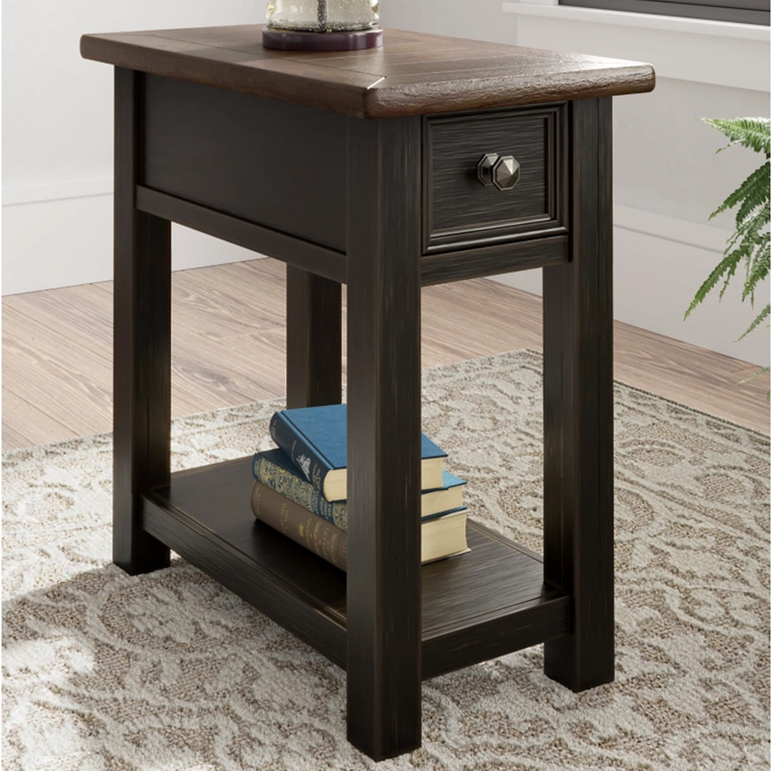 T736-107 Tyler Creek Chairside End Table In Greyish Brown/ Black Finish | Signature Design By Ashley