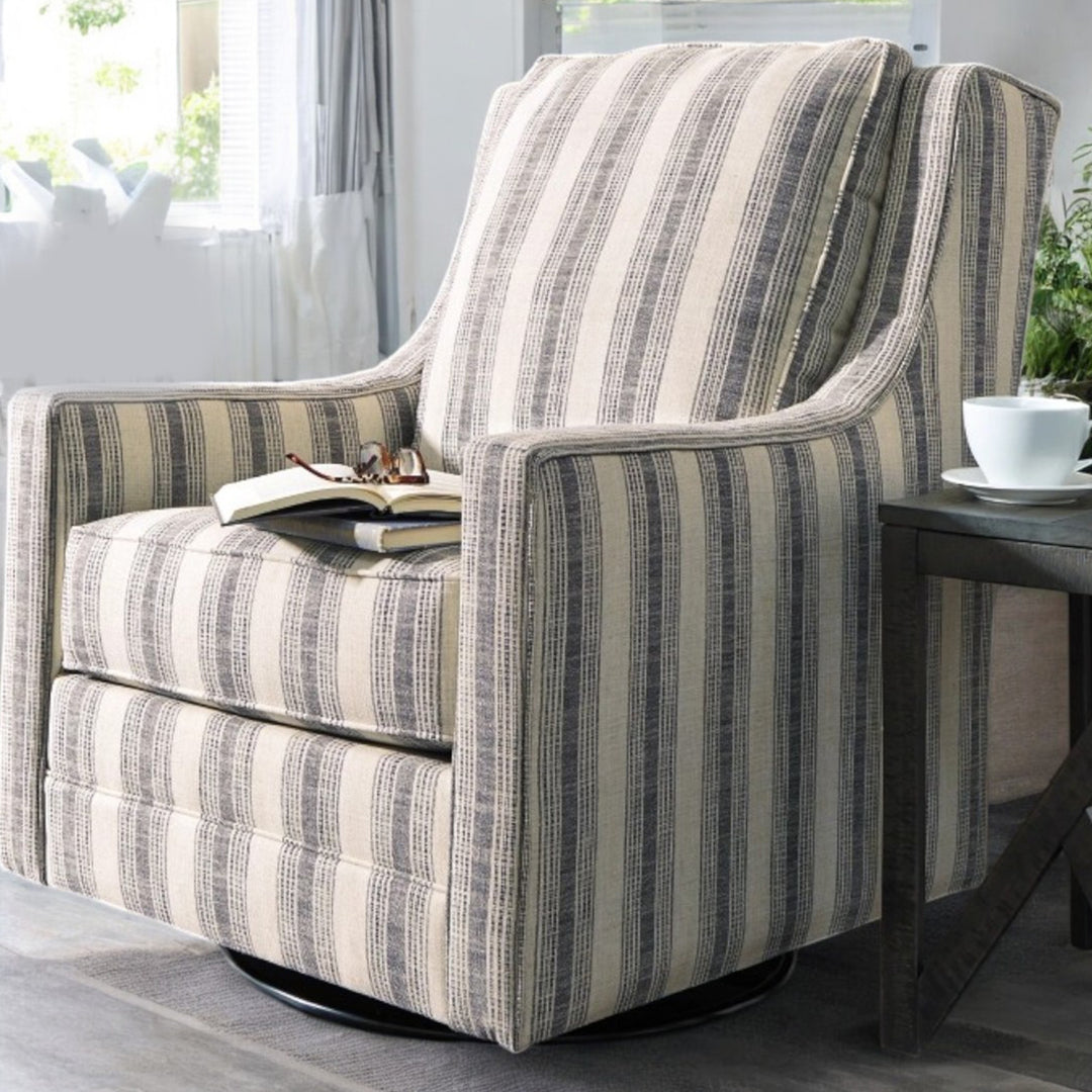 A3000207 Kambria Swivel Glider Accent Chair In Ivory/ Black Finish | Signature Design By Ashley