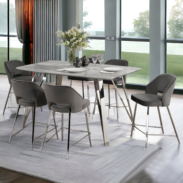 Barrie 7-Piece Chic Counter Height Dining Set - Grey
