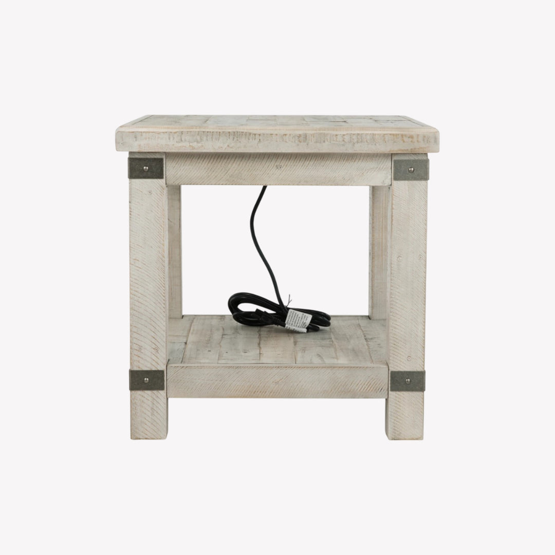 T757-3 Carynhurst End Table With USB Charging - White Wash Grey | Signature Design By Ashley