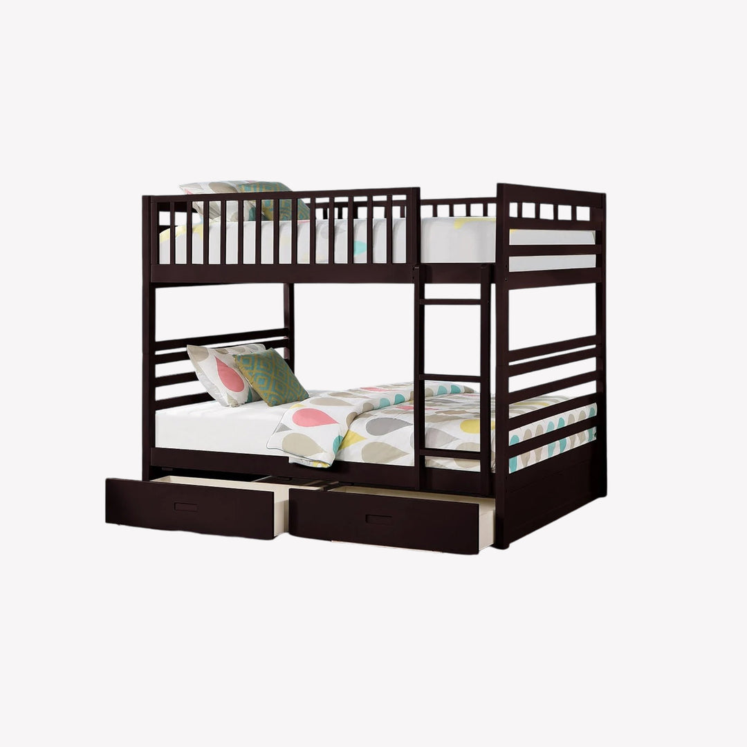 Grace Elegant Bunk Bed (Double/ Double) With Storage Drawers - Espresso