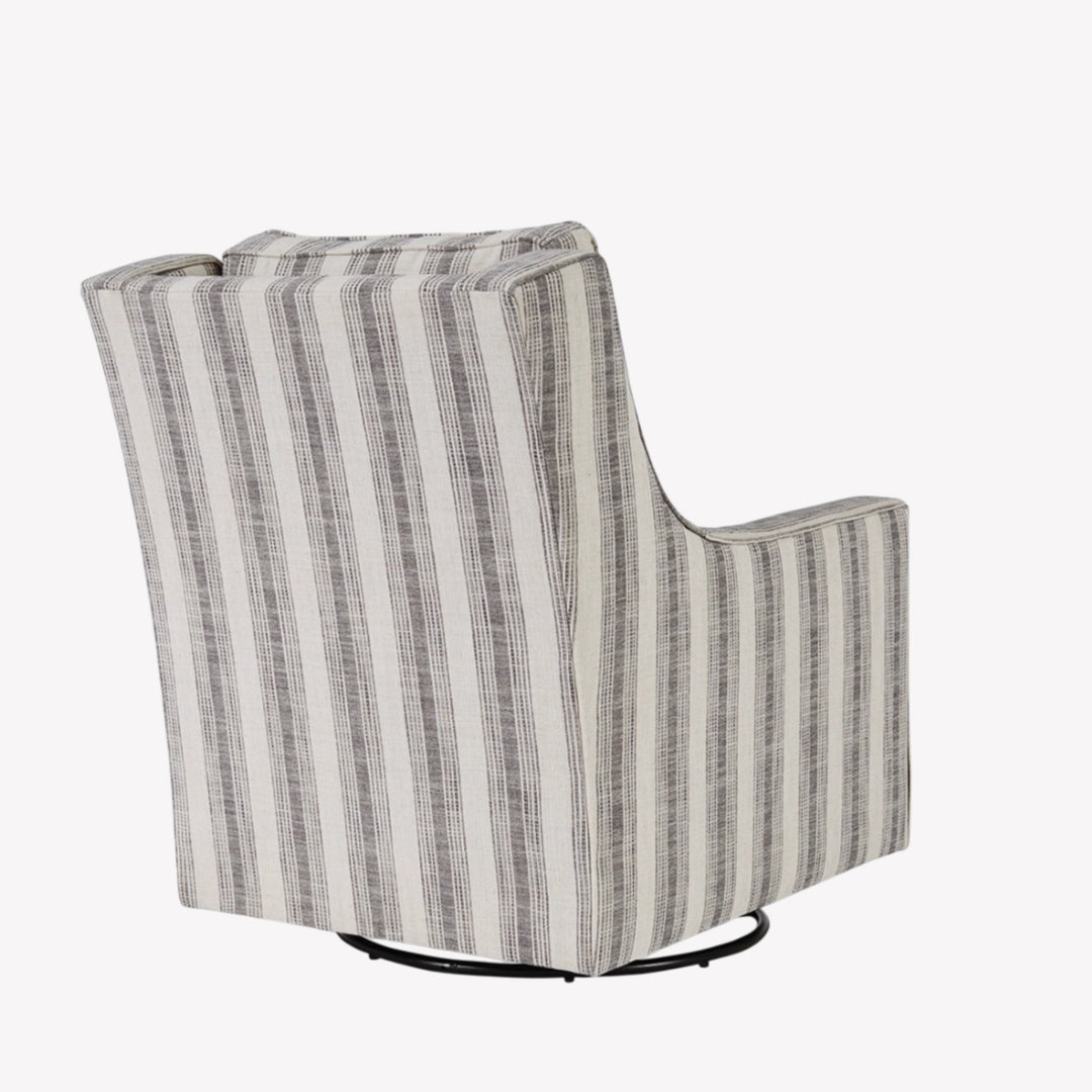 A3000207 Kambria Swivel Glider Accent Chair In Ivory/ Black Finish | Signature Design By Ashley