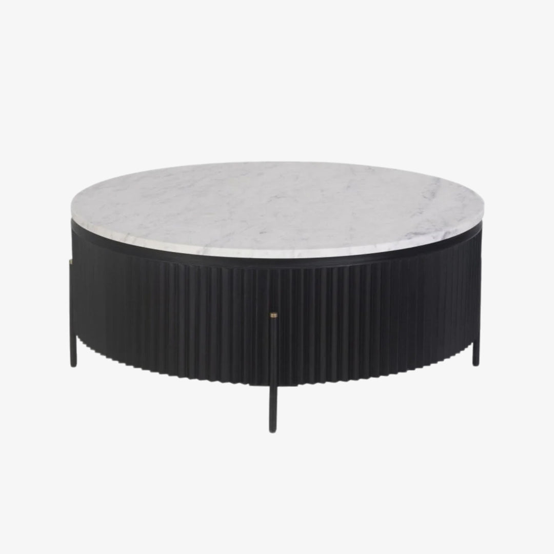 Faith Round Coffee Table With Stainless Steel Legs - Black