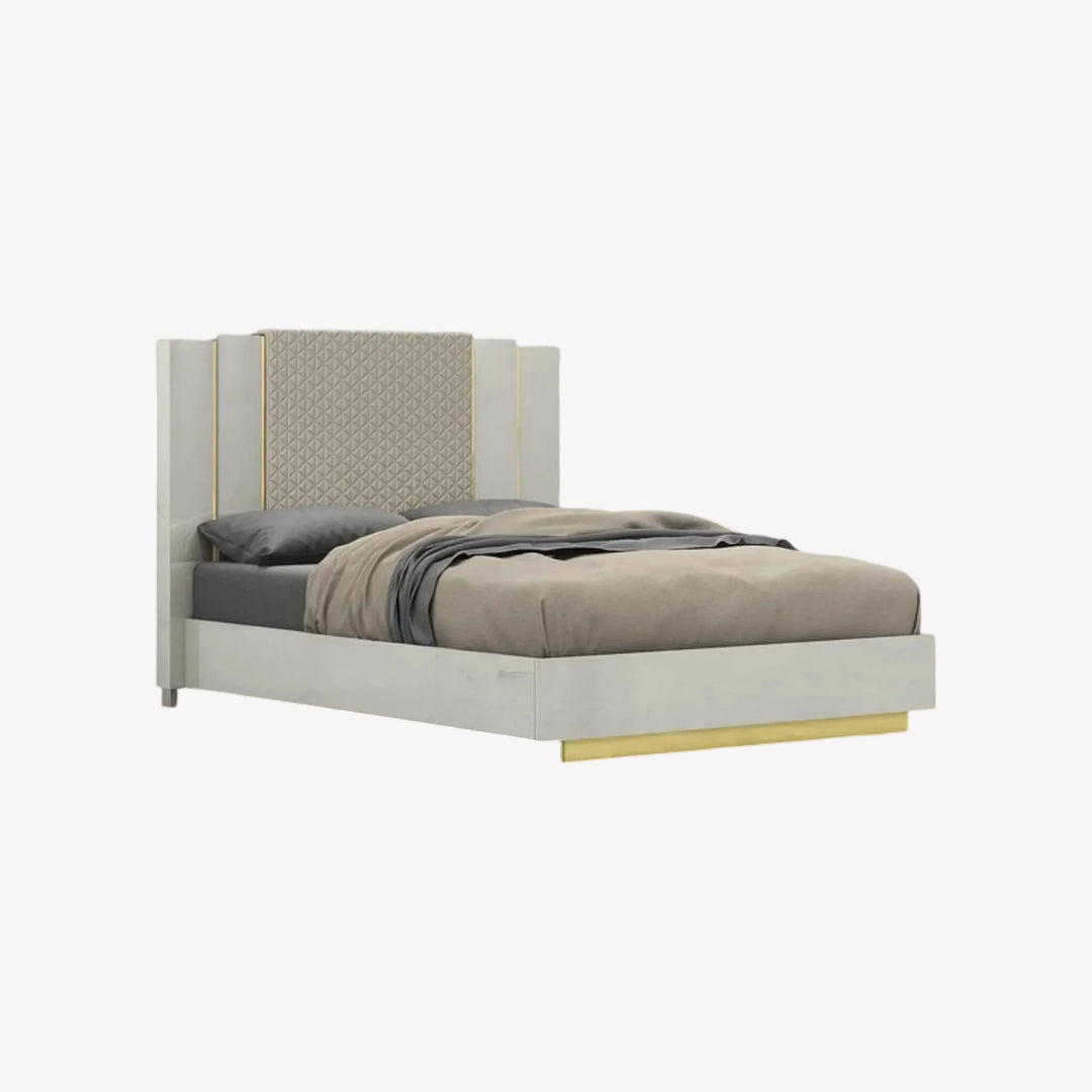 Hannah Platform Bed Frame In Lacquer Finish - Pearl White