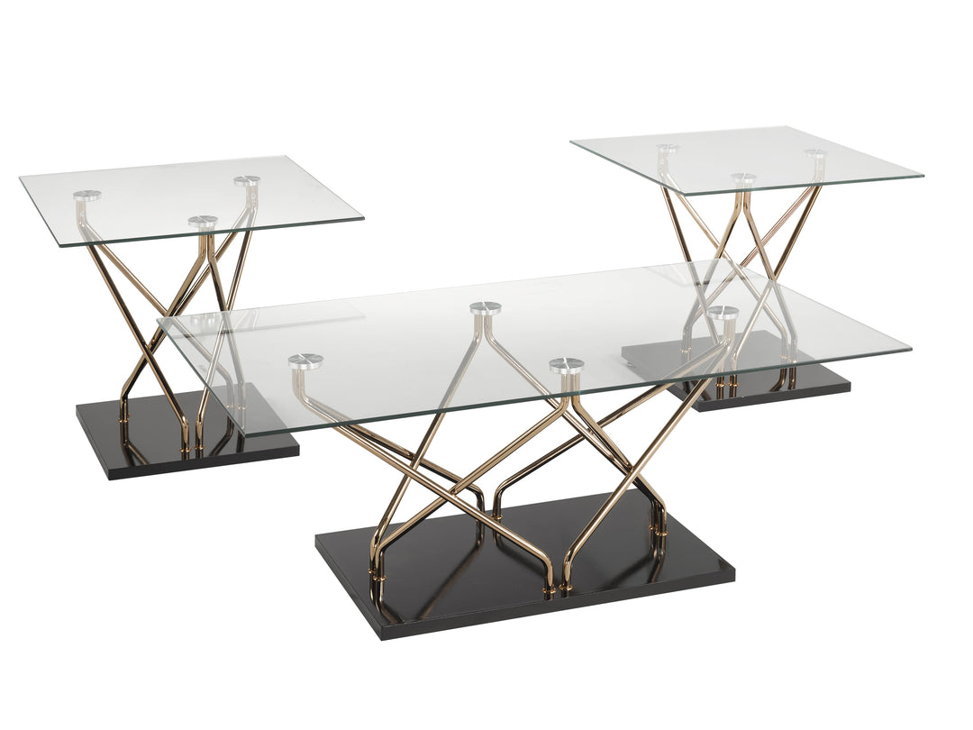 Lily 3-Piece Coffee Table Set In Rose Gold/ Black Finish