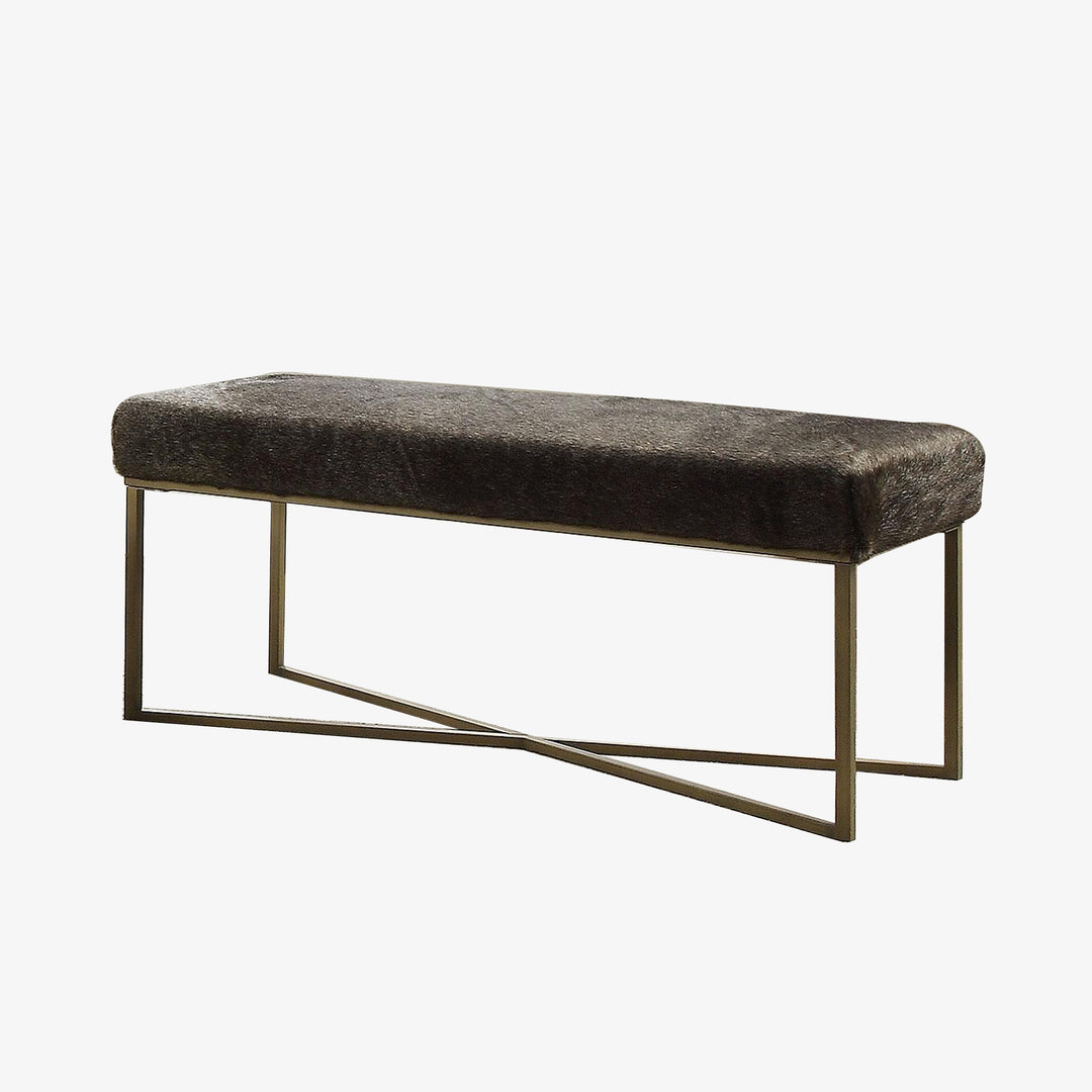 Scarlett Accent Bench With Faux Fur Upholstery - Dark Grey