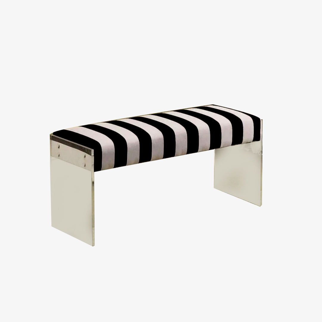 Rafferty Chic Zebra-Striped Seating Bench With Acrylic Base