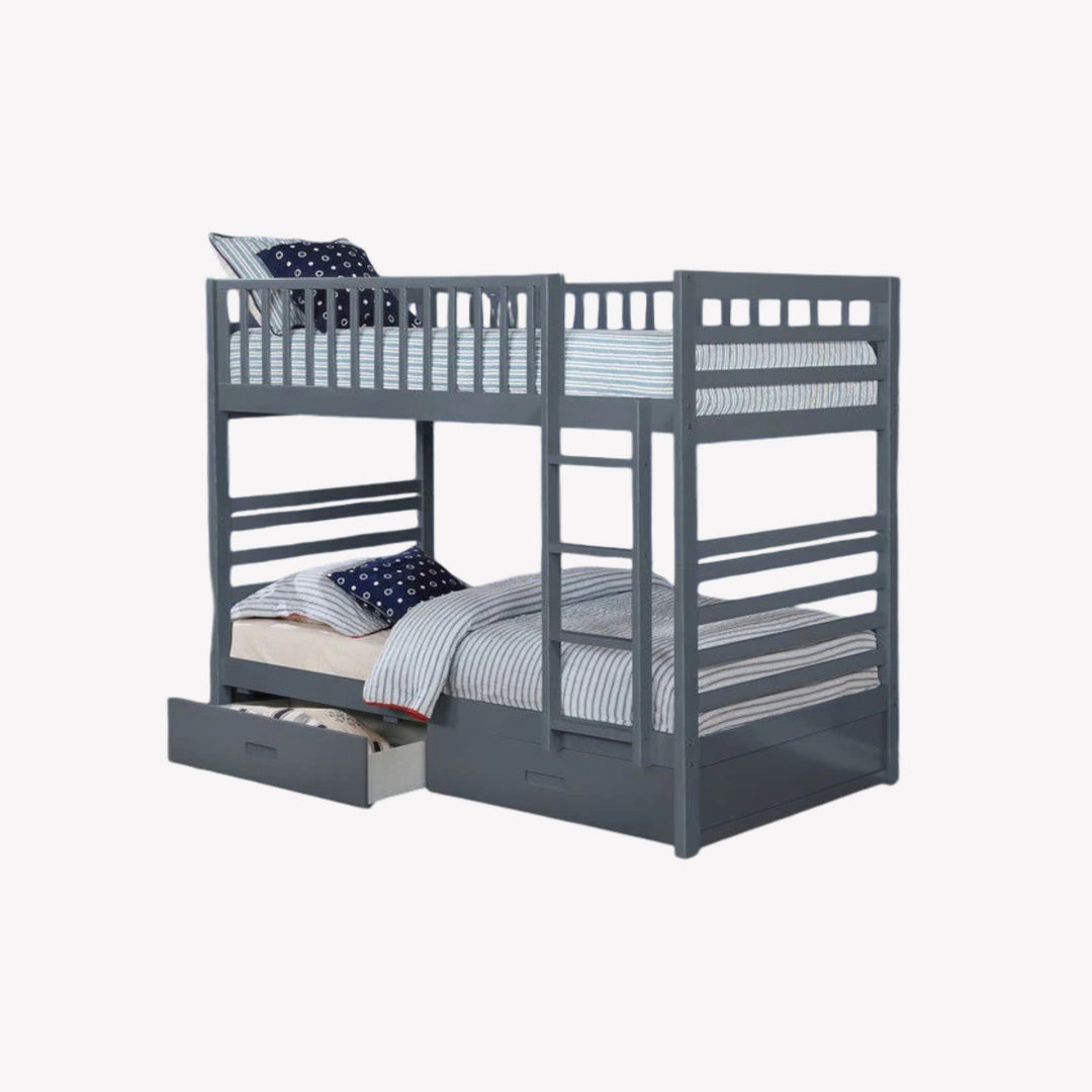 Maddox Bunk Bed (Single/ Single) With Storage Drawers - Grey