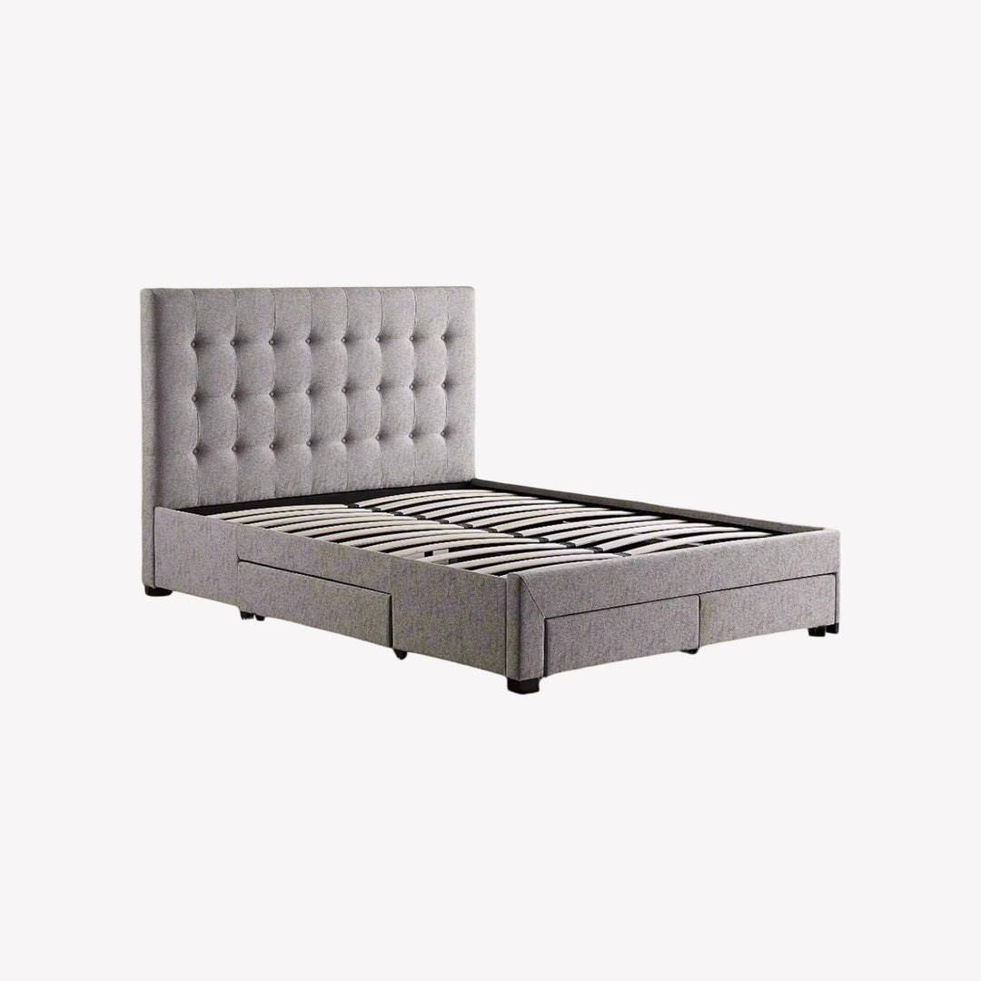 Axton Platform Bed Frame In Fabric Upholstery - Striking Grey