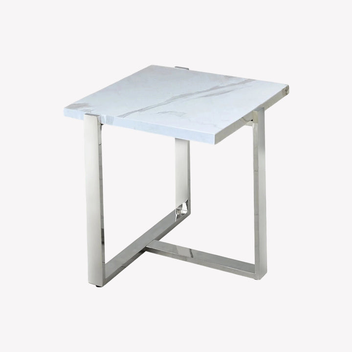 Taryn Timeless Accent Table In White/ Silver