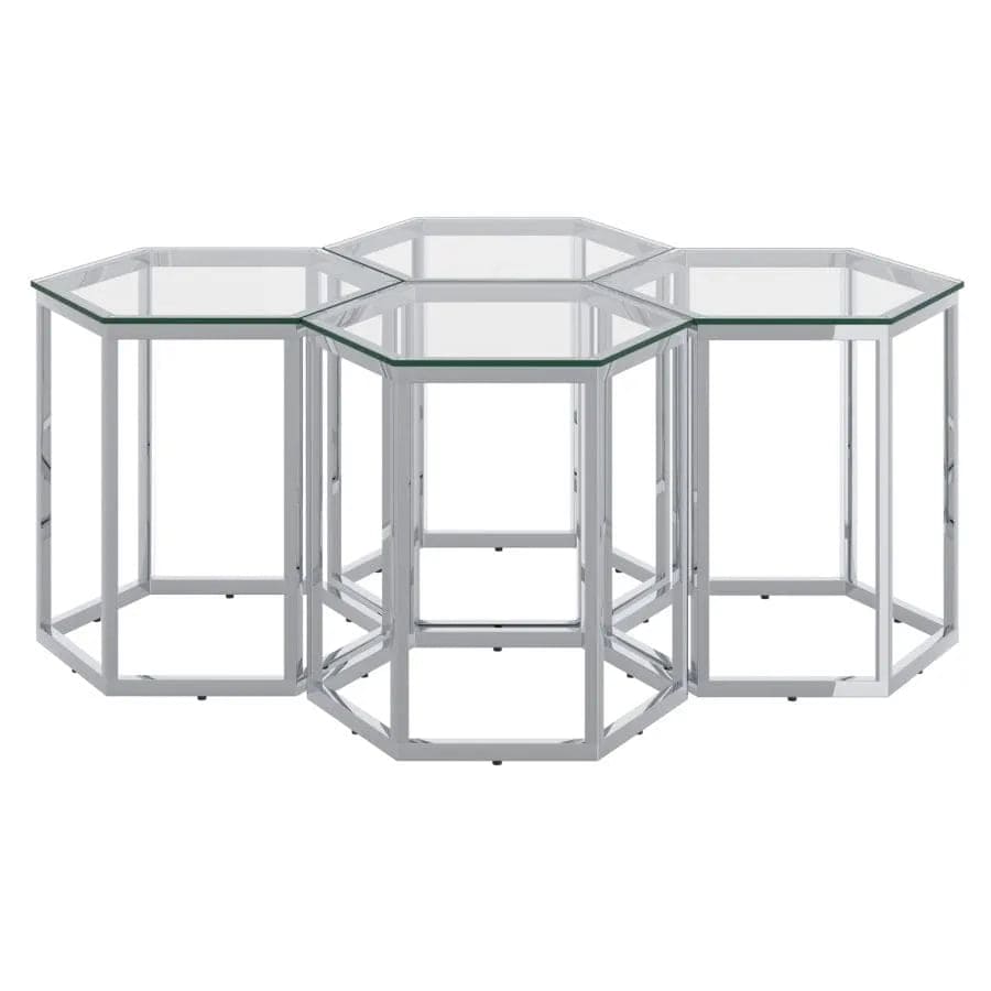 Zelda Contemporary Coffee Table With Appealing Chrome Finish | Available In Set of 3 & 4 Pieces