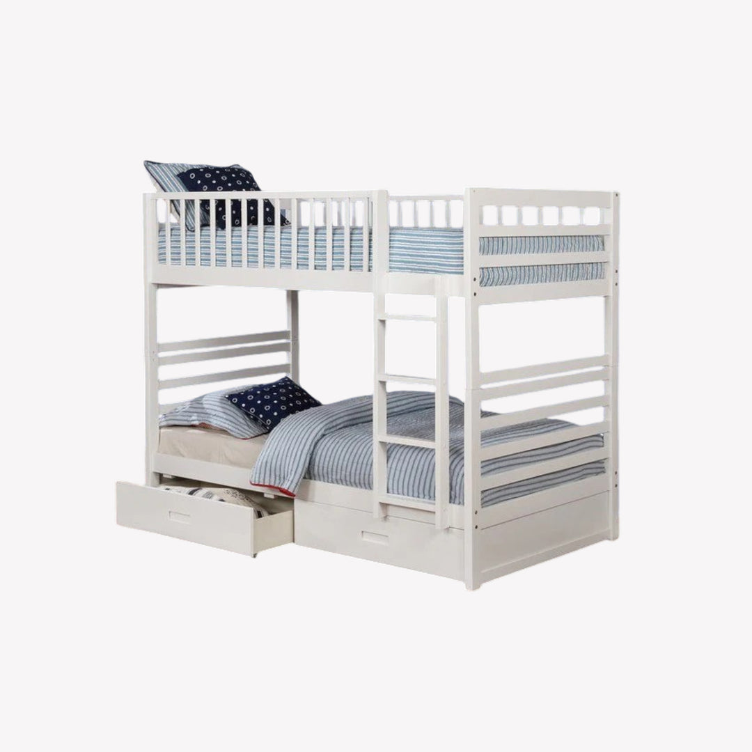 Maddox Bunk Bed (Single/ Single) With Storage Drawers - White