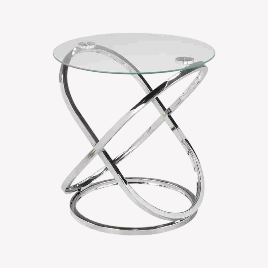 Modern Silver Accent Table with Tempered Glass Top - Chic and Functional