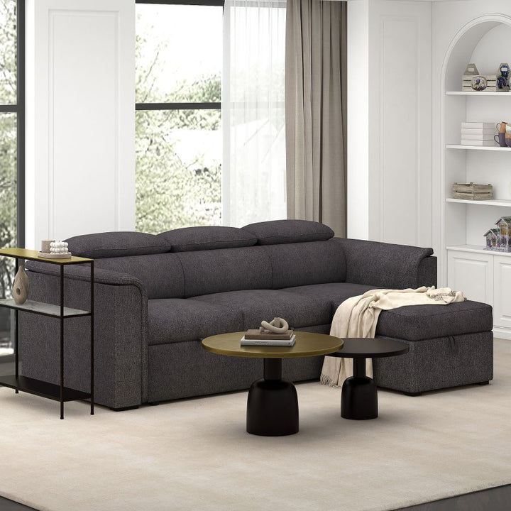 Oskar Sectional Sofa Bed With Reversible Chaise - Charcoal