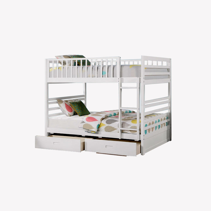 Grace Elegant Bunk Bed (Double/ Double) With Storage Drawers - White