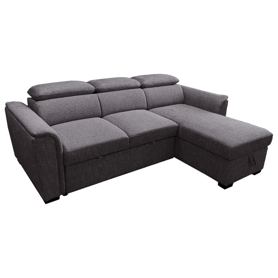 Oskar Sectional Sofa Bed With Reversible Chaise - Charcoal