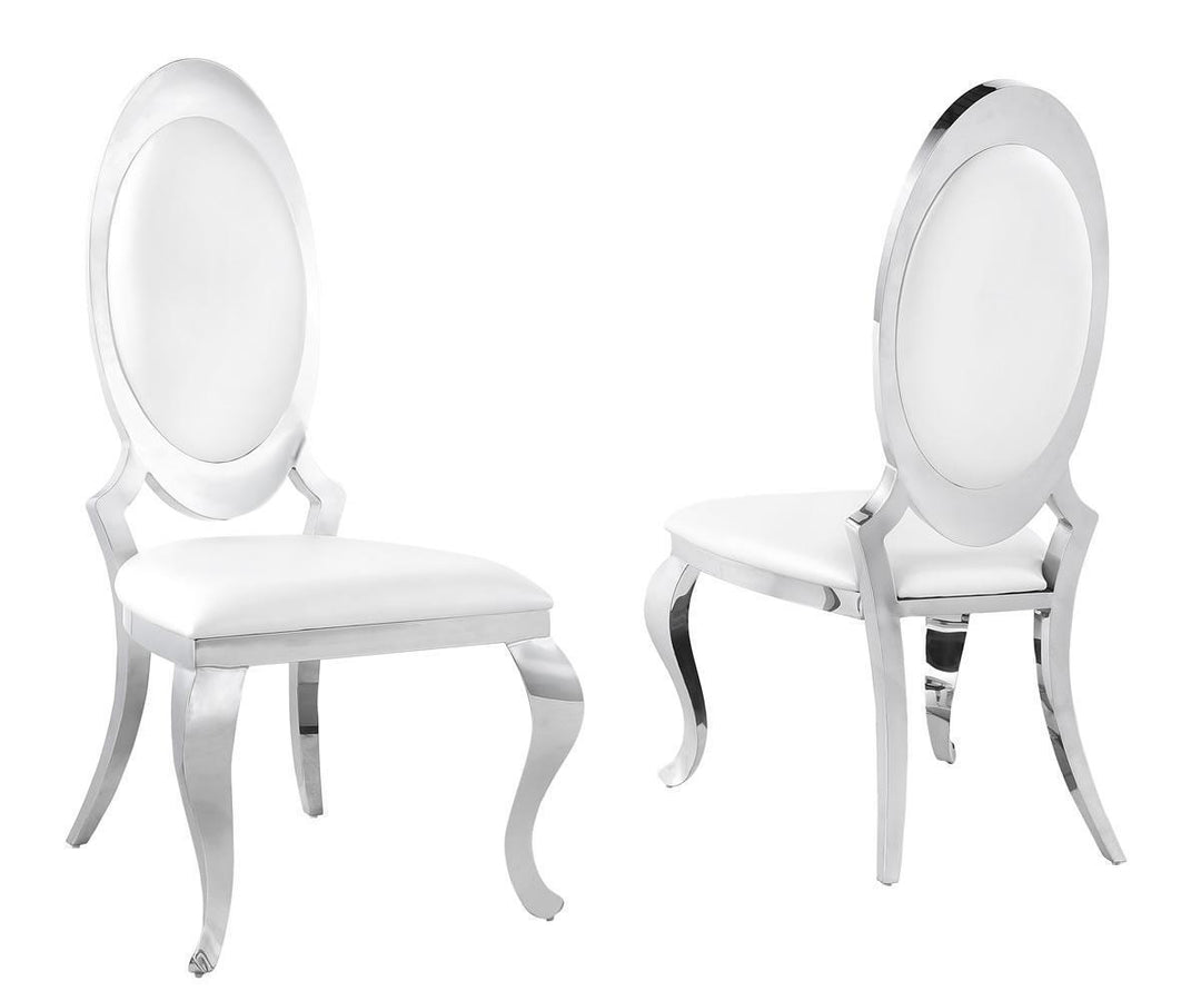 Luxurious Anchorage Side Chairs With Chrome Finish (Set of 2) | Available In White & Black Colors