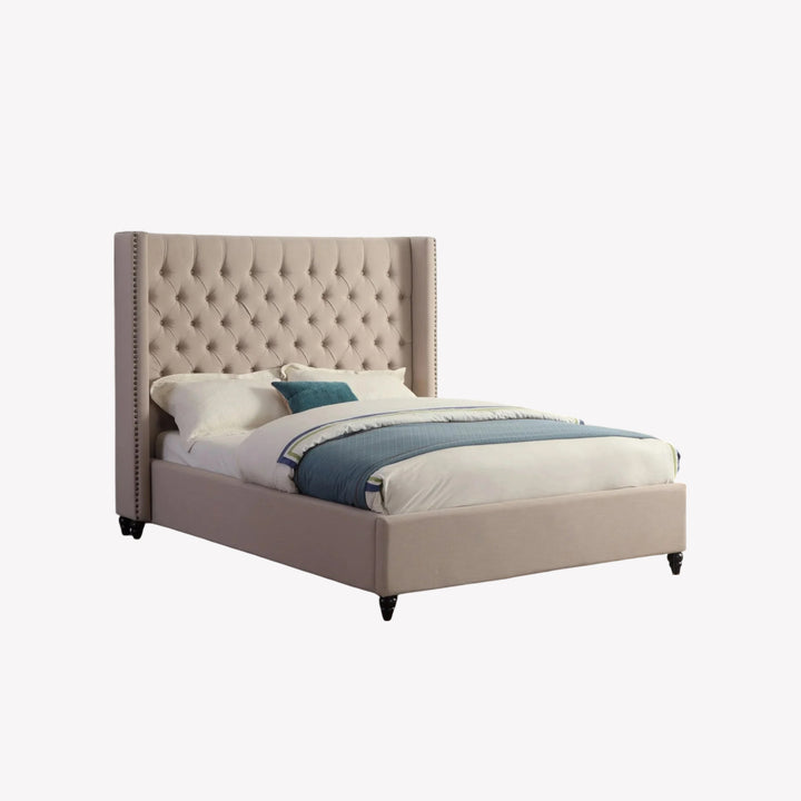 Margaret Royal Platform Bed Frame (78" King Size) | Available In Beige & Grey Colors