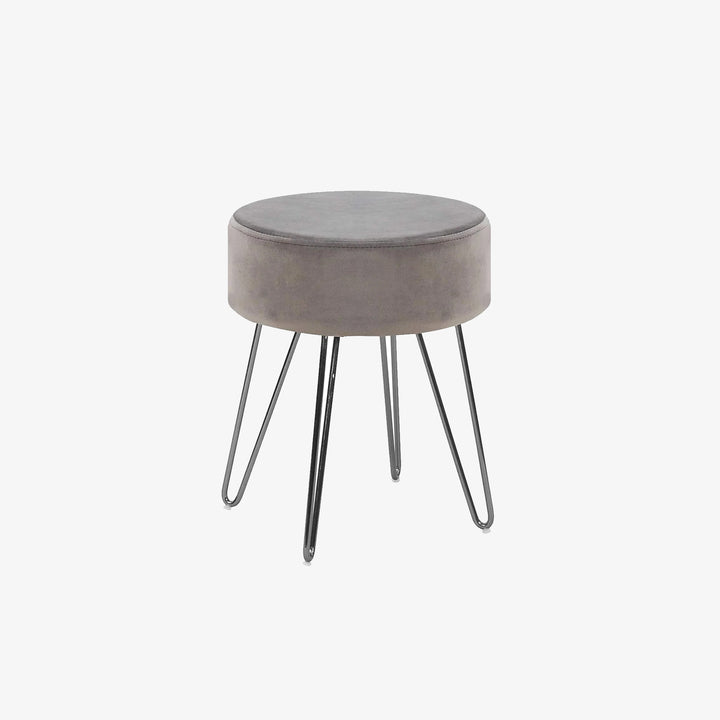 Callista Round Seating Stool In Velvet Upholstery (Set of 2) - Grey