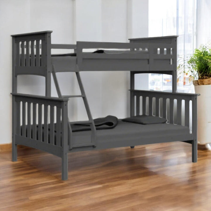 Parker Sleek & Stylish Bunk Bed (Single/ Double) In Tempting Grey Finish