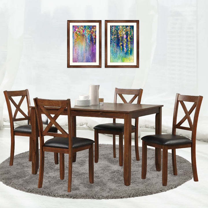 Eza 5-Piece Dining Table Set | X-Back Chairs, Plush Comfort & Effortless Style | Cherry