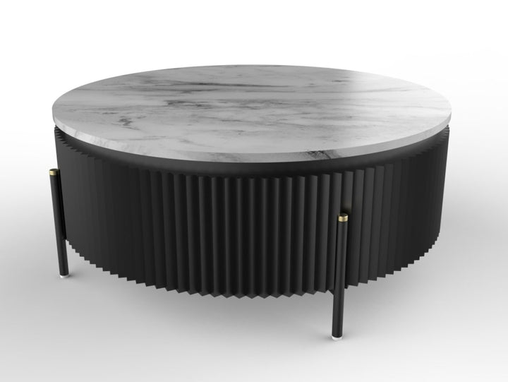 Faith Round Coffee Table With Stainless Steel Legs - Black