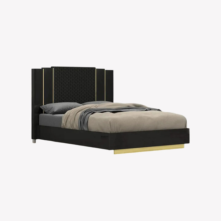 Vanessa Platform Bed Frame In Lacquer Finish - Midnight Black