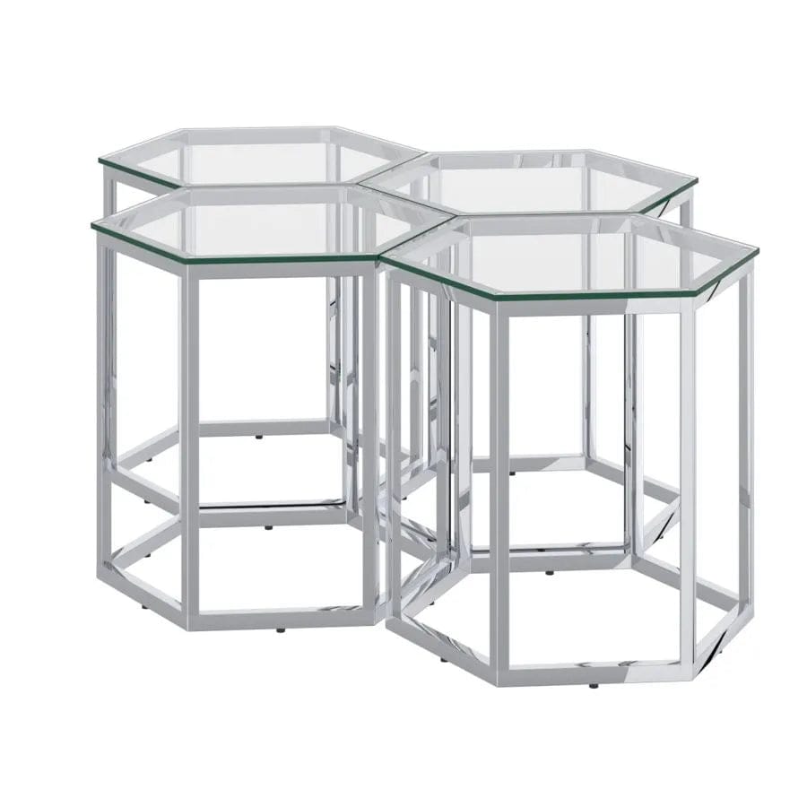 Zelda Contemporary Coffee Table With Appealing Chrome Finish | Available In Set of 3 & 4 Pieces