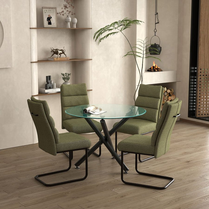 Raymond 5-Piece Small Dining Set With Black Table & Sage Chair