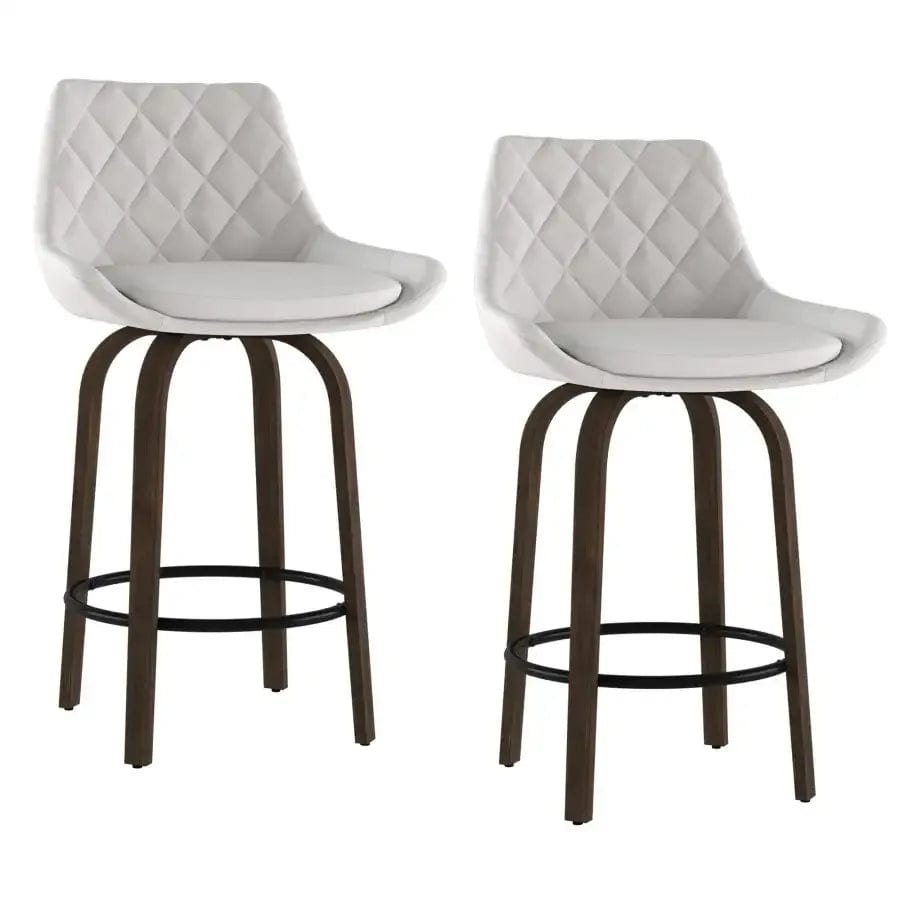Felicity 26" Timeless Counter Stool in White and Walnut (Set of 2)