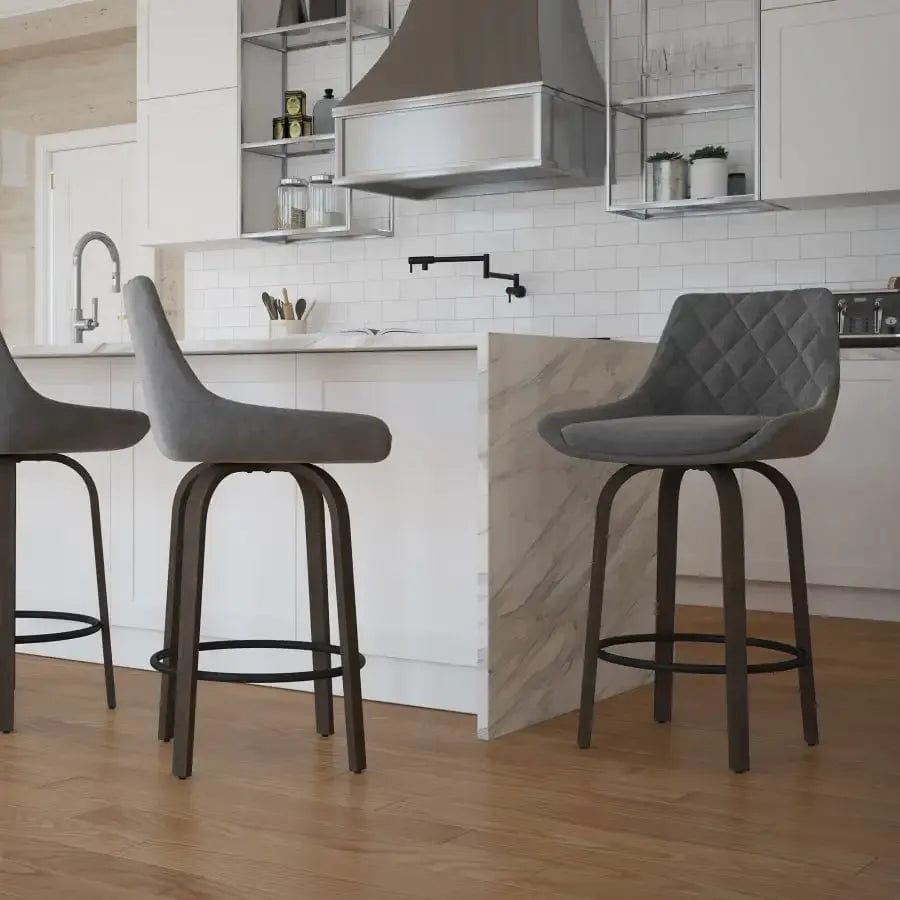 Trevor 26" Counter Stool in Grey and Walnut (Set of 2)
