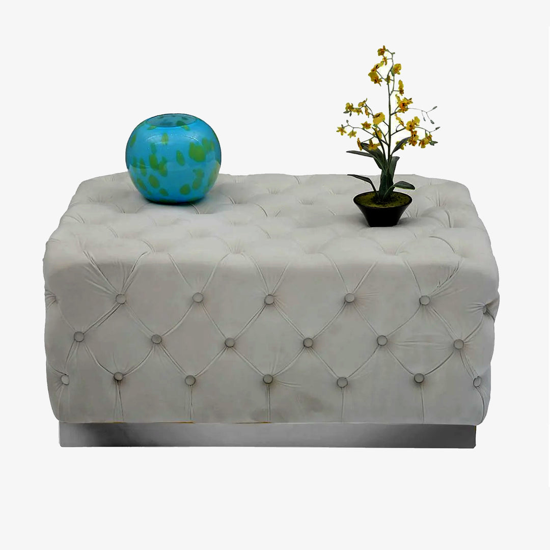 Kinsley Multifunctional Ottoman Bench In Velvet Upholstery - Beige