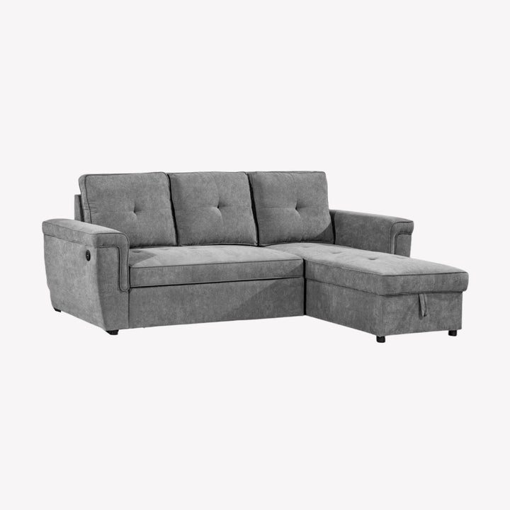 Kaghan Sectional Sofa With Pull-Out Sleeper and Storage Chaise - Grey