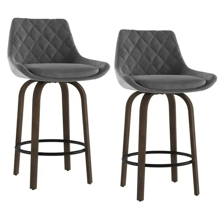 Trevor 26" Counter Stool in Grey and Walnut (Set of 2)