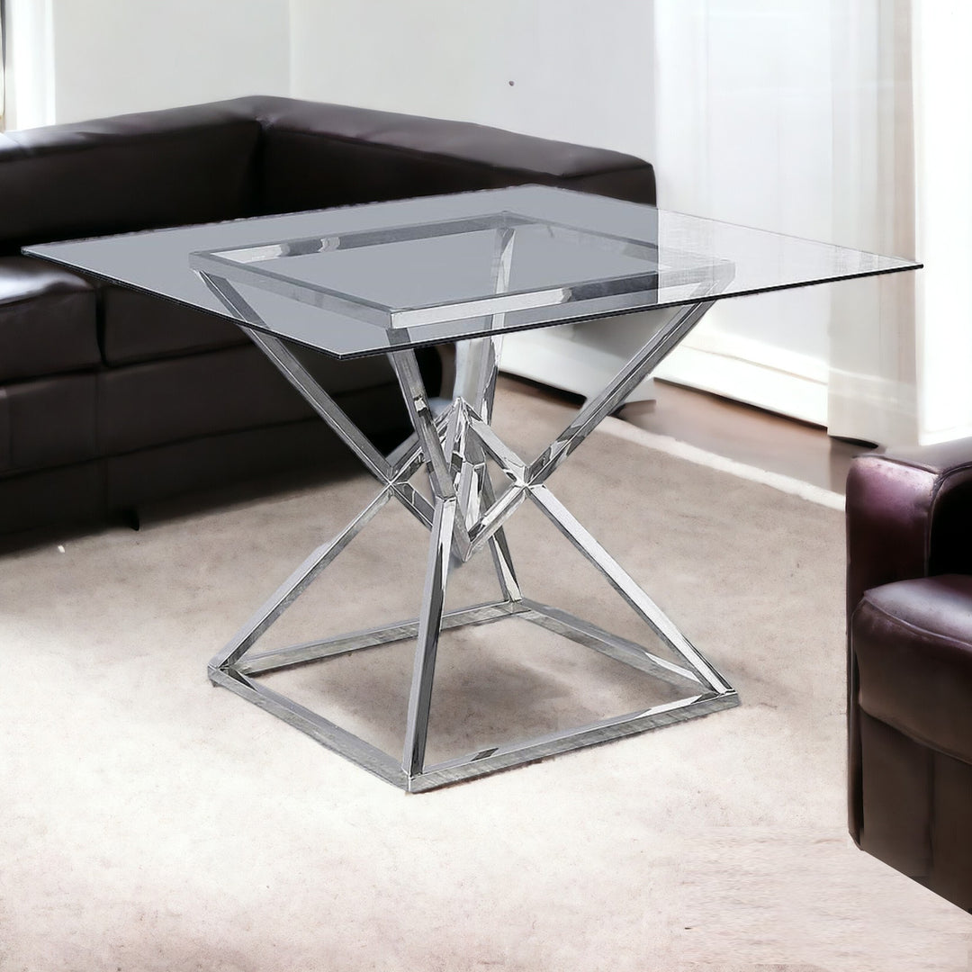 Modrest Xander Chic Dining Table With Clear Tempered Glass