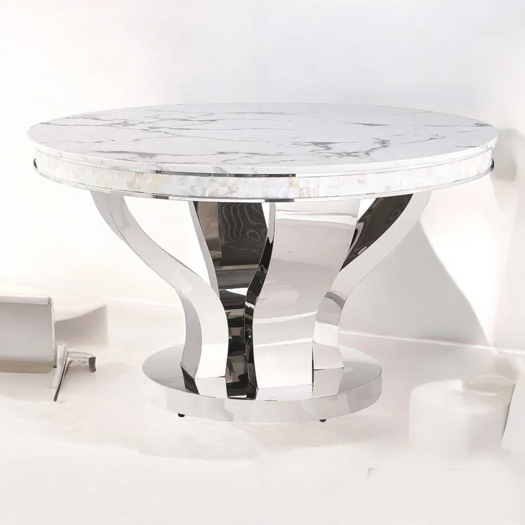 Anchorage Hollywood Glam Silver Dining Table | Available In Black & White Table Top